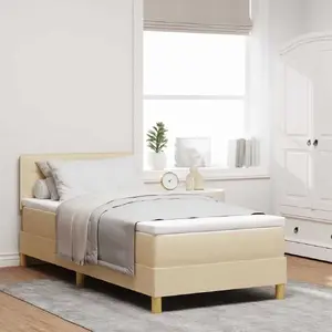 Кровать VidaXL континентальная с матрасом и LED модель 3342343 100x200 см ткань Lumarko кремовая