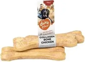 Duvo+ kolagēna košļājamā kaula ar vistas garšu L 10,5 cm 55 g — suņu gardums