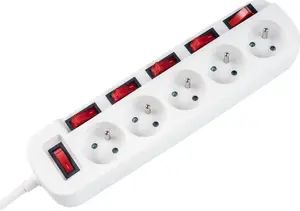 Power Extension Lead Rebel Electro URZ3632 with 5 Sockets, 6 Individual Switches, 3 m Cable