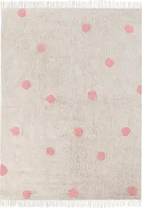 Bērnu kokvilnas paklājs Beliani DARDERE 140 x 200 cm bēšs ar rozā