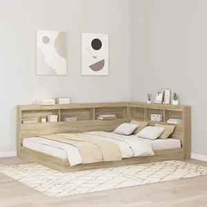 Кровать с полкой VidaXL Sonoma Oak 140x200 см деревянная