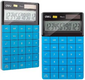 Desktop calculator DELI E1589 blue — basic arithmetic functions, LCD display, battery-powered