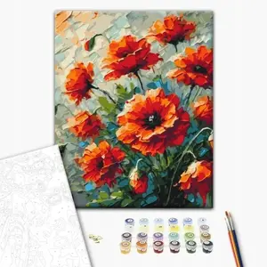 BRUSHME Krāsošana pēc numuriem BR-BS54160, magoņu zieds, audekls 40x50 cm, 1 komplekts