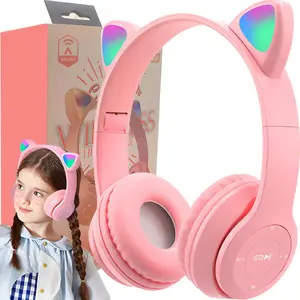 Retoo E720 bērnu Bluetooth austiņas ar RGB LED un kaķa ausīm