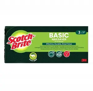 Kitchen scourer pads Staples SCOTCH-BRITE Basic profiled, 3 pcs, yellow-green