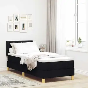 Кровать VidaXL модель 3342473 с пружинным матрасом и LED, ткань, 80x200 см, чёрная