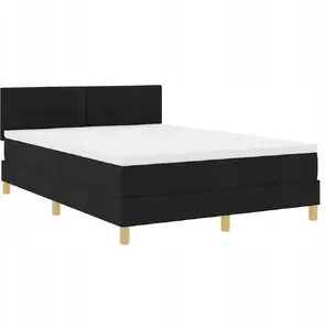 Кровать с ящиком и матрасом VidaXL Lumarko 160x200 см Ткань чёрная с LED