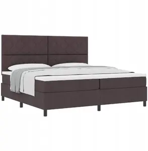 Кровать с ящиком и матрасом VidaXL 200x200 см, тёмно-коричневый тканевый Lumarko