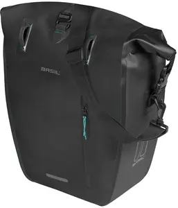 Pannier bag Basil Rivo L single pannier 25–31L with MIK hooks, waterproof, black