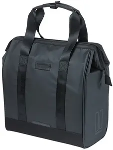 Basil Grand Tarpaulin Bicycle Shopper 23L single pannier, Basil, MIK Hooks System, waterproof, black