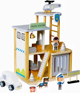 Wooden Police Station Playset Blocki B70F — children's construction toy, model KOMISARIAT DOM