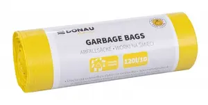 Trash Bags Donau Home 120L LDPE for Waste Sorting, Pack of 10, Yellow