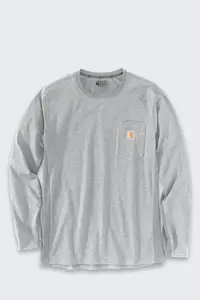 T-krekls Carhartt Force Midweight Pocket Grey — vidējas svara funkcionāls krekls ar kabatu, mitruma novadīšana
