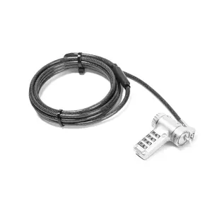 Cable lock DICOTA D32180 combination laptop security cable 2 m, 4.4 mm, black/silver