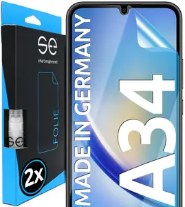 Screen and Back Protector Smart Engineered SE0-F0101-0395-23-M for Samsung Galaxy A34, Clear, Pack of 2