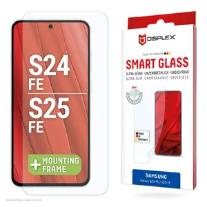 Tempered Smart Glass (9H) screen protector for Samsung Galaxy S25 FE / S24 FE with mounting sticker, unbreakable, transparent