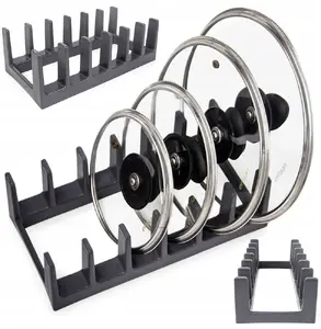 Storage Solutions kitchen rack for lids and plates VILDE black, holds 6 pieces, for 28 cm items
