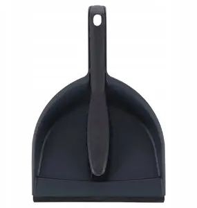 Vilde hand dustpan and brush set model ORI_779063 — recycled bristles, rubber edge, black