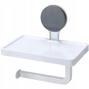 Tualetes papīra turētājs ar plauktiņu Home&Styling Collection BATHROOM — uz piesūcekņa