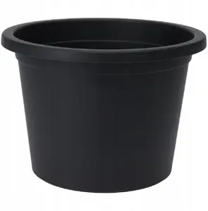 Vilde round garden flower pot VILDE 34 cm, black, plastic