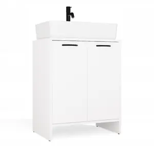 Bathroom Cabinet Vasagle NINA 2DUM White — 2-door sink cabinet with shelves