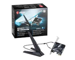 Network Card MSI Herald BE9400 Wi‑Fi 7 PCIe — wireless adapter, Wi‑Fi 7 (802.11be), PCIe interface