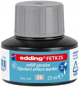 Tintes uzpilde flīpčarta marķieriem Edding e-FETK 25 — sudrabaini pelēka