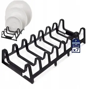 Trauku un vāku organizators Home&Styling Collection ORION, melns, 7 vietu, plaukts skapim