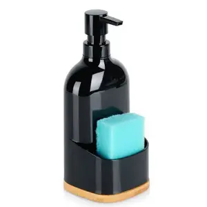 Dish Soap Dispenser Vilde VILDE 500 ml Black with Bamboo Sponge Holder