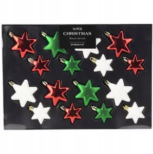 Vilde Christmas tree baubles VILDE Gwiazdki red green white 5/6 cm set of 16