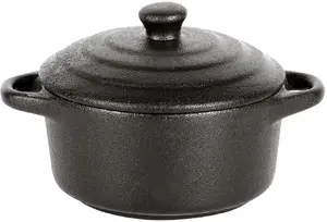 Baking Dish Excellent Houseware VILDE 300 ml Porcelain Black with Lid