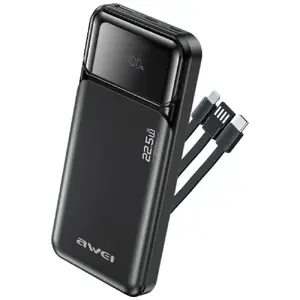 Power bank Awei PA-91 10000mAh 22.5W PD with built-in charging cable