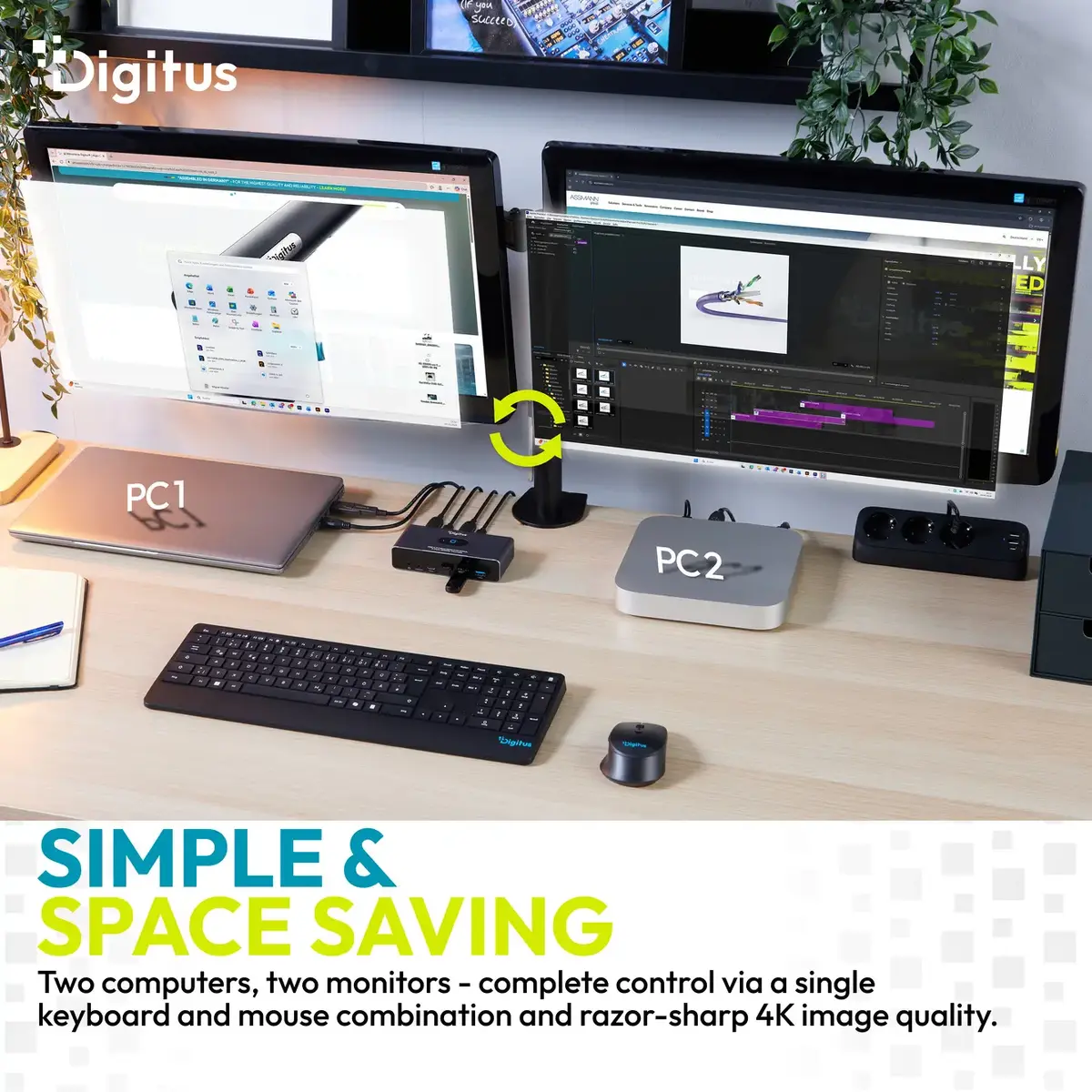 DIGITUS DS-12856 KVM Switch 2‑port Dual HDMI 4K60Hz Photo 2