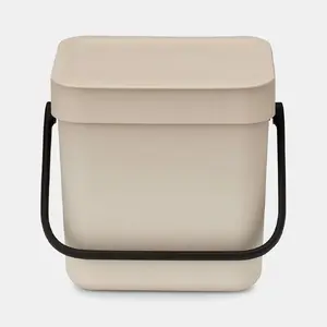 BRABANTIA Sort & Go 3 L rectangular waste bin, recycled plastic, beige