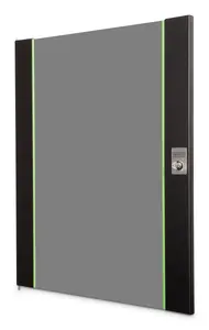 Glass front door for 19" 16U wall-mounted enclosure DIGITUS Unique series — glass and metal, black