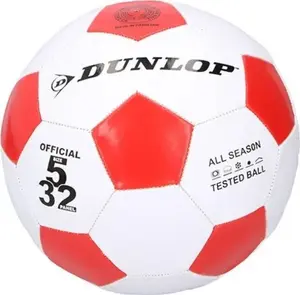 Football (soccer ball) DUNLOP model — 23 cm diameter, red, recreational match ball