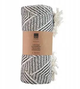 Cotton Throw Blanket Arti Casa Arti Casa — Herringbone 130x170 cm, Black/White