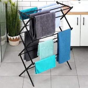 Clothes Drying Rack Vilde model 779105 — metal, black, vertical telescopic design