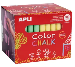 Chalk sticks Apli Kids assorted colours round 9×80 mm 100 pcs