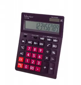 Calculator VECTOR KAV VC-12 WR — desktop office calculator, 12-digit, burgundy