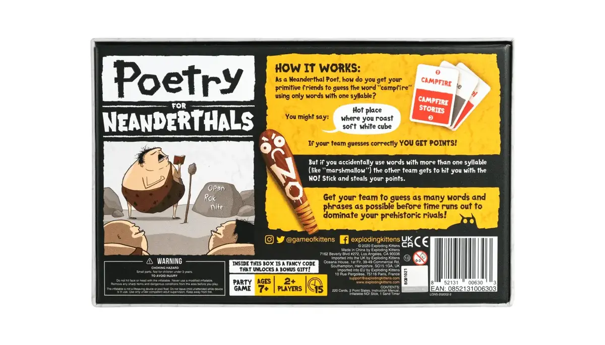 Brain Games Poetry for Neanderthals board game Photo 3