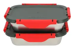 Pārtikas uzglabāšanas trauks OXO Sky Vision WFH10 taisnstūra 0,925 l, nerūsējošā tērauda vāks, caurspīdīgs korpuss, 2 gab.