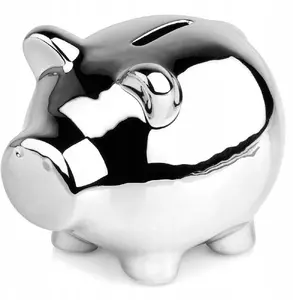 Ceramic Money Bank KOOPMAN ORI_568079-S silver mirrored finish