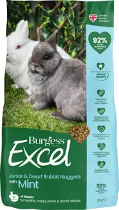 Complete Pellet Food for Young Rabbits Burgess Excel Rabbit Junior & Dwarf 3 kg