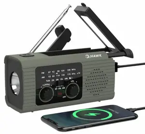 Portable radio MANTA HWRDI410GN with FM/AM, Bluetooth, 4000mAh battery, power bank, flashlight and SOS (green)