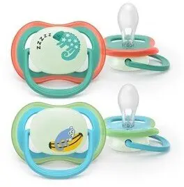 Соска Avent SCF376/28 Air Night для 6–18 мес, ортодонтическая силиконовая соска, светящаяся кнопка