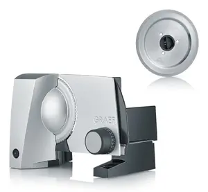 Elektriska gaļas griezēja Graef STYLE TWIN S10025 — 170 W, šķēļu biezums līdz 20 mm, melna/ sudraba