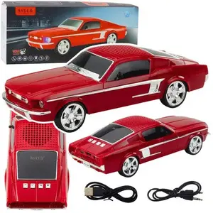 Portable Wireless Bluetooth Speaker INNE model 26981 — Car-shaped, LED lights, Red