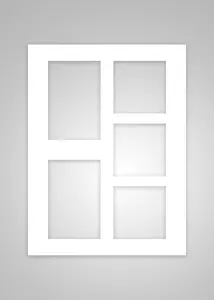Focus Collage Photo Frame 30x40 cm for 5 Images with White Passepartout