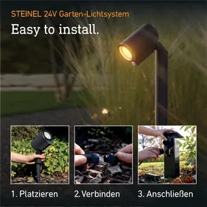 Garden spike luminaire Steinel SPOT WAY GARDEN SC LED with sensor 7.84W 363lm 1800–4000K RGBWW IP65 IK03 24V anthracite/aluminium